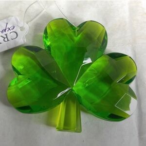 Crystal Expressions Lucky Shamrock Ornament Clover Green Acrylic Faceted NEW NWT